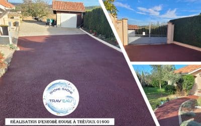 Réalisation d&rsquo;une cour en enrobé rouge à Trévoux 01600