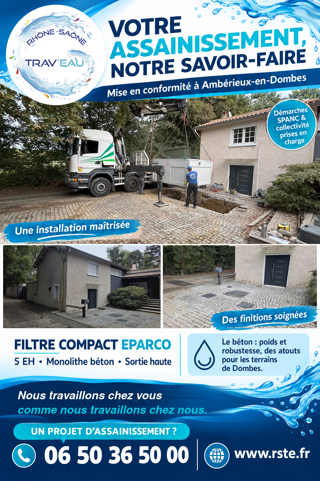 Assainissement individuel EPARCO 5 EH – Ambérieux-en-Dombes Mise en conformité assainissement individuel EPARCO 5 EH à Ambérieux-en-Dombes – Rhône-Saône Trav’Eau